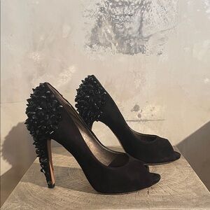 Sam Edelman Black Peep-Toe Heels with Stud Accents